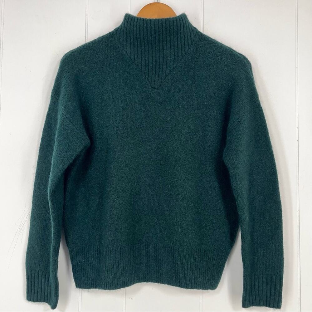 Madewell Mock Neck Dillon Cropped Sweater Wool Alpaca Cozy Size XS Dark Green